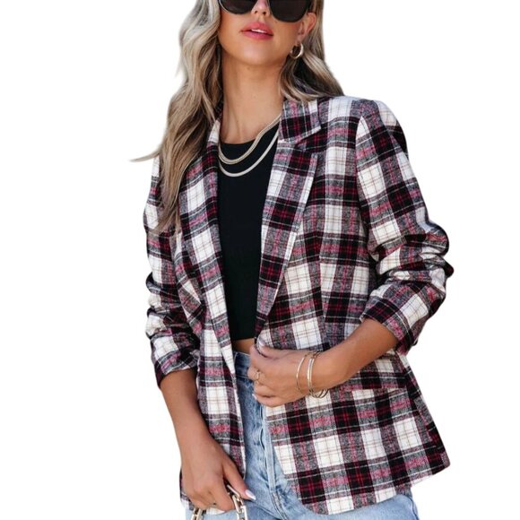 Fate NWT Vicci Big Apple Dreams Pocketed Plaid Blazer Academia Size M - Picture 1 of 14